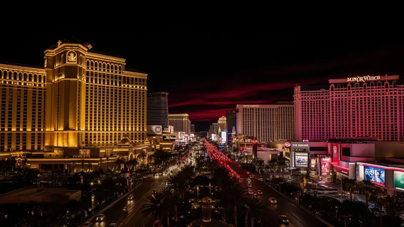 Las Vegas Strip at night — casino skyline